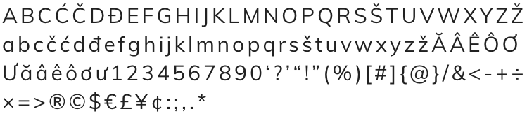 Font specimen